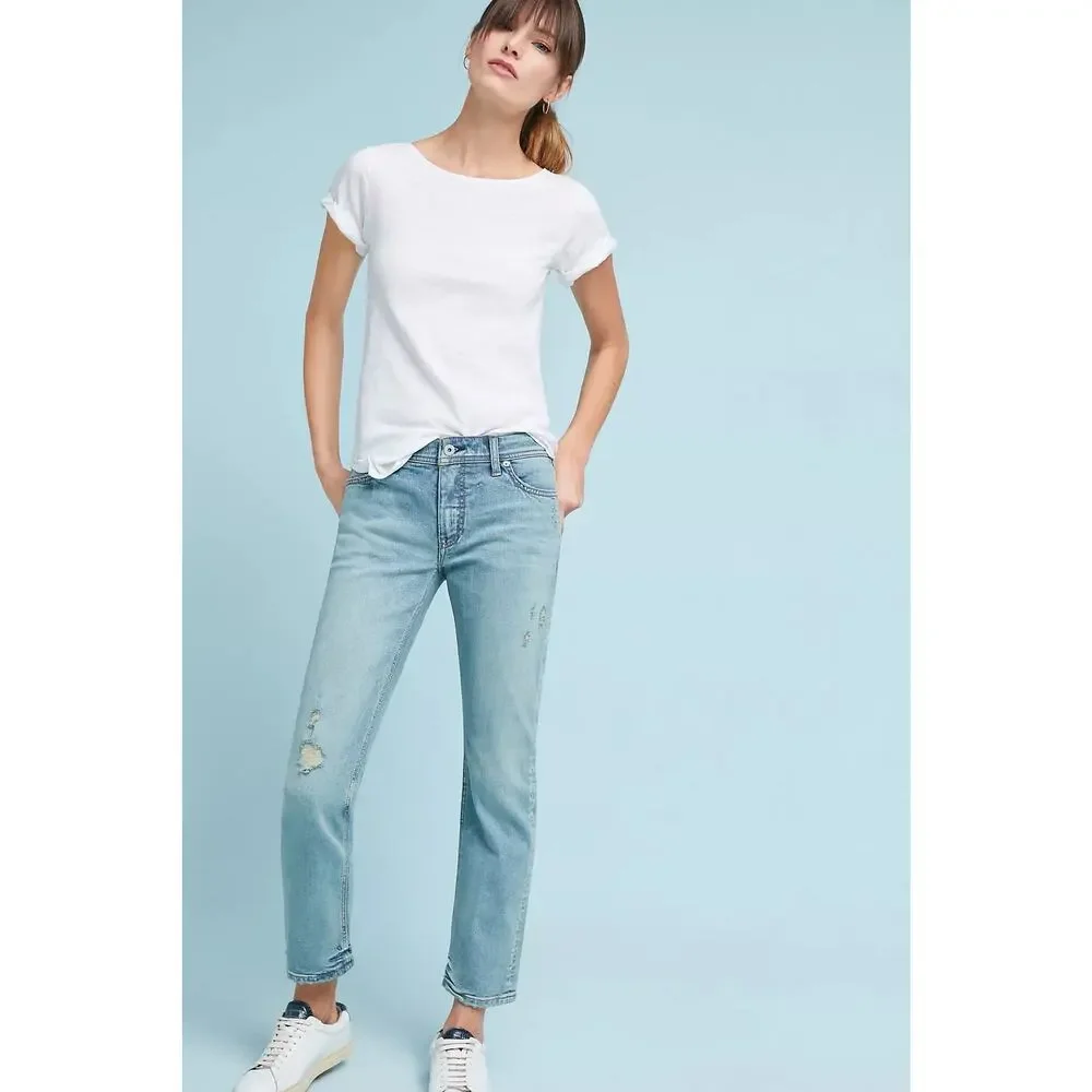 Anthropologie Pilcro and The Letterpress Mid-Rise Slim Straight Jeans